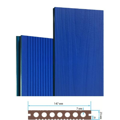 Террасная доска Террапол Практик пустотелая кантри 3D (под дерево) палуба (узкий вельвет) Синий Лазурит 147х 23мм