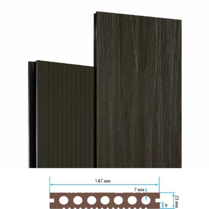 Террасная доска Террапол Практик пустотелая кантри 3D (под дерево) палуба (узкий вельвет) Каньон 147х 23мм