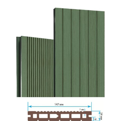 Террасная доска Террапол Классик пустотелая патио (вельвет широкий) палуба (узкий вельвет) Олива 147х 24мм