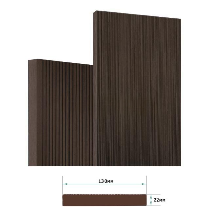 Террасная доска Террапол Смарт полнотелая без паза вельвет браш Тик Киото 130х 24мм