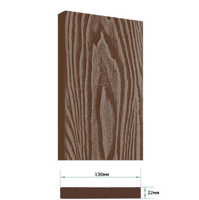 Террасная доска Террапол Смарт 3D полнотелая без паза кантри 3D (под дерево) Тик Киото 130х 24мм