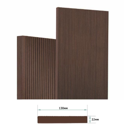 Террасная доска Террапол Смарт полнотелая без паза вельвет браш Орех Милано 130х 24мм