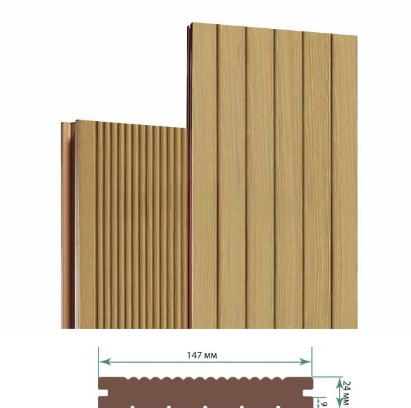 Террасная доска Террапол Классик полнотелая патио (вельвет широкий) палуба (узкий вельвет) Дуб Севилья 147х 24мм