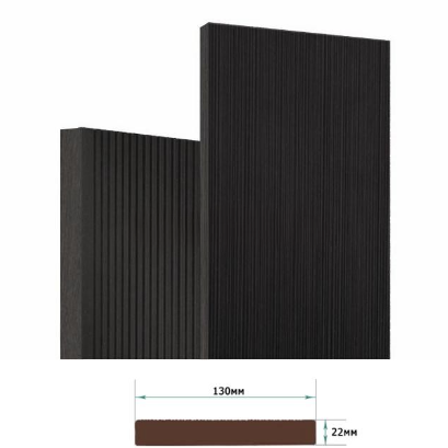 Террасная доска Террапол Смарт полнотелая без паза вельвет браш Черное дерево 130х 24мм