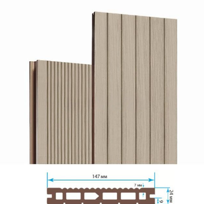 Террасная доска Террапол Классик пустотелая патио (вельвет широкий) палуба (узкий вельвет) Арахис 147х 24мм