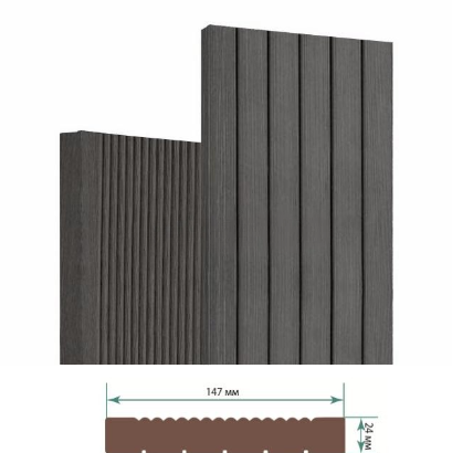 Террасная доска Террапол Классик полнотелая без паза патио (вельвет широкий) палуба (узкий вельвет) Черное дерево 147х 24мм