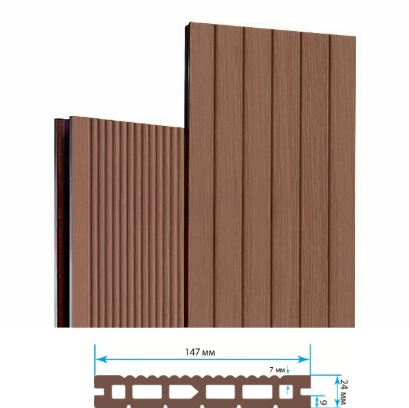Террасная доска Террапол Классик пустотелая патио (вельвет широкий) палуба (узкий вельвет) Абрикос 147х 24мм