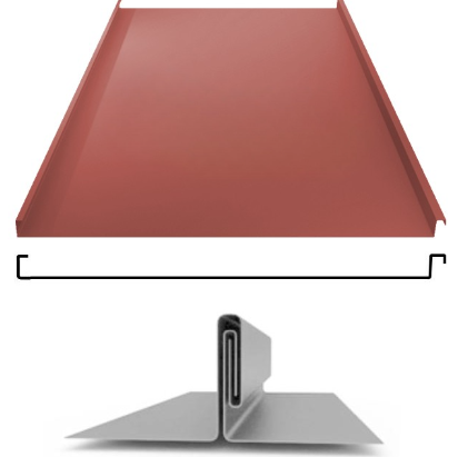 Фальцевая панель Grand Line фальц двойной стоячий 625/550мм Satin 0.5мм RAL 3009 (красный)