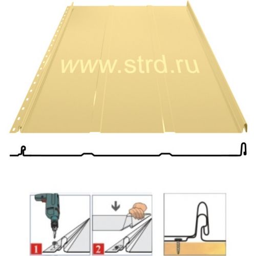 Фальцевая панель Grand Line Кликфальц Line 542/510мм Satin 0.5мм RAL 1015 (бежевый)