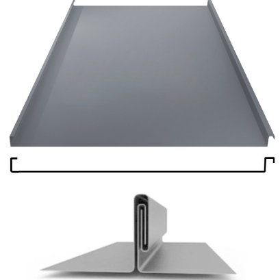 Фальцевая панель Grand Line фальц двойной стоячий 625/550мм Satin matt 0.5мм RAL 7024 (серый)