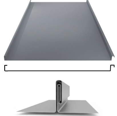 Фальцевая панель Grand Line фальц двойной стоячий 625/550мм Satin matt TX 0.5мм RAL 7024 (серый)