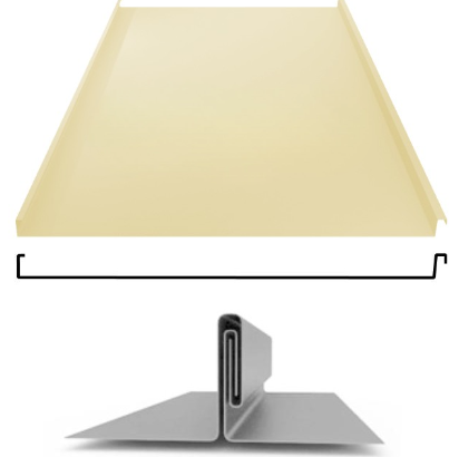 Фальцевая панель Grand Line фальц двойной стоячий 625/550мм Satin 0.5мм RAL 1015 (бежевый)