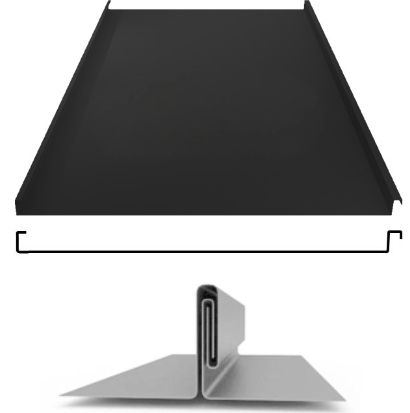 Фальцевая панель Grand Line фальц двойной стоячий 625/550мм Satin 0.5мм RAL 9005 (черный)