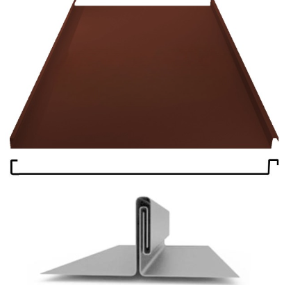 Фальцевая панель Grand Line фальц двойной стоячий 625/550мм Rooftop Бархат (Rooftop Matte) 0.5мм RAL 8017 (коричневый)