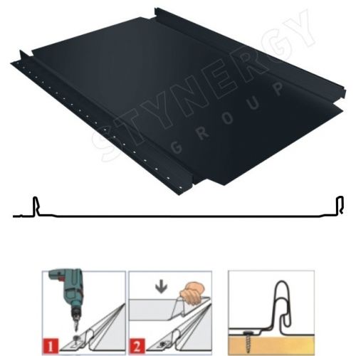 Фальцевая панель Stynergy Smart фальц Pro 521/480мм Corundum 50 матовый 0.5мм RAL 7016 (серый)