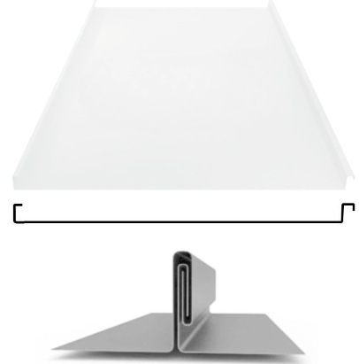 Фальцевая панель Grand Line фальц двойной стоячий 625/550мм Satin 0.5мм RAL 9003 (белый)