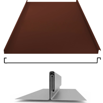 Фальцевая панель ЮджинСТрой фальц двойной стоячий 625/520мм Полиэстер матовый 0.5мм RAL 8017 (коричневый)