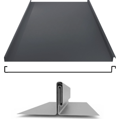 Фальцевая панель Grand Line фальц двойной стоячий 625/550мм Satin 0.5мм RAL 7016 (серый)