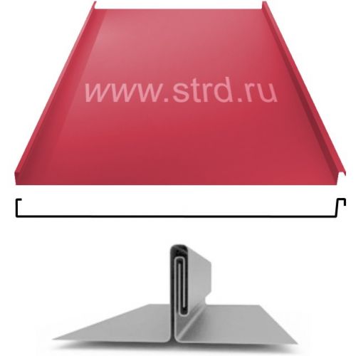Фальцевая панель Grand Line фальц двойной стоячий 625/550мм Полиэстер 0.45мм RAL 3003 (красный)