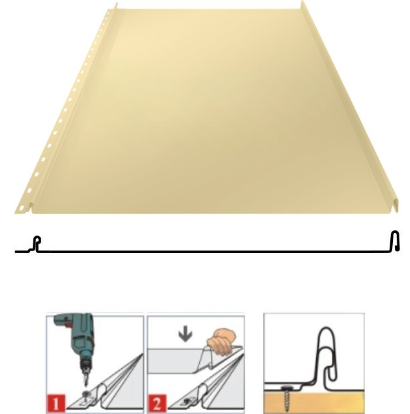 Фальцевая панель Grand Line Кликфальц 542/510мм Drap TX 0.45мм RAL 1015 (бежевый)
