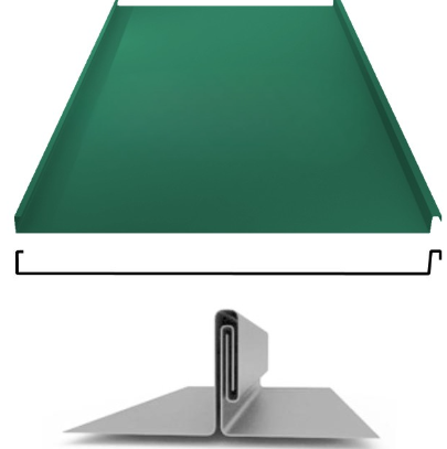 Фальцевая панель Grand Line фальц двойной стоячий 625/550мм Satin 0.5мм RAL 6005 (зеленый)