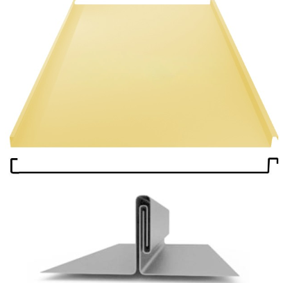 Фальцевая панель ЮджинСТрой фальц двойной стоячий 625/520мм Полиэстер 0.5мм RAL 1014 (бежевый)