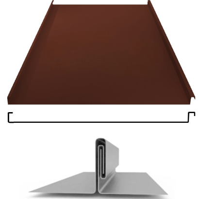 Фальцевая панель Grand Line фальц двойной стоячий 625/550мм Satin 0.5мм RAL 8017 (коричневый)
