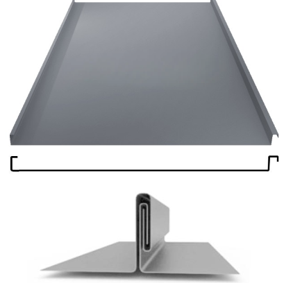 Фальцевая панель ЮджинСТрой фальц двойной стоячий 625/520мм Полиэстер 0.5мм RAL 7024 (серый)