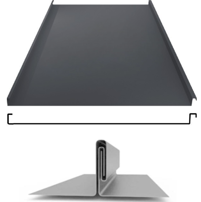 Фальцевая панель Grand Line фальц двойной стоячий 625/550мм Satin matt 0.5мм RAL 7016 (серый)