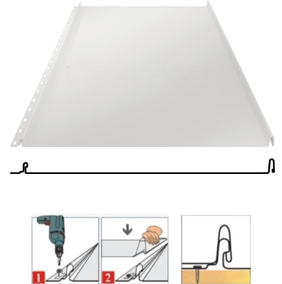 Фальцевая панель Grand Line Кликфальц Mini 340/305мм Satin 0.5мм RAL 9003 (белый)