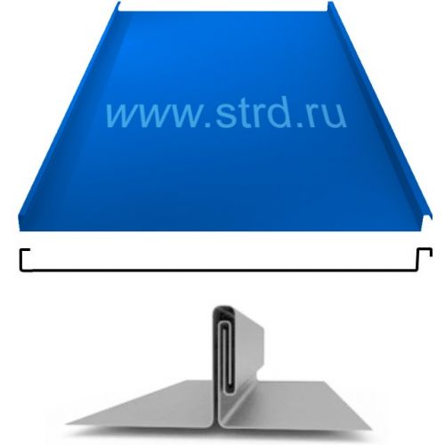 Фальцевая панель Grand Line фальц двойной стоячий 625/550мм Полиэстер 0.45мм RAL 5005 (синий)