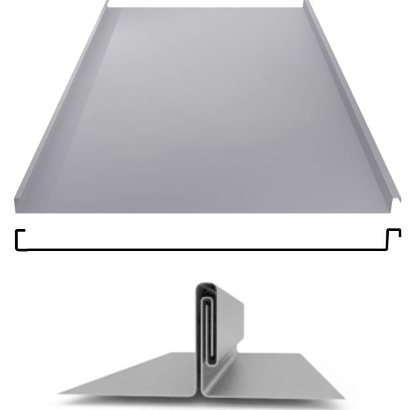 Фальцевая панель Grand Line фальц двойной стоячий 625/550мм Satin 0.5мм RAL 7004 (серый)