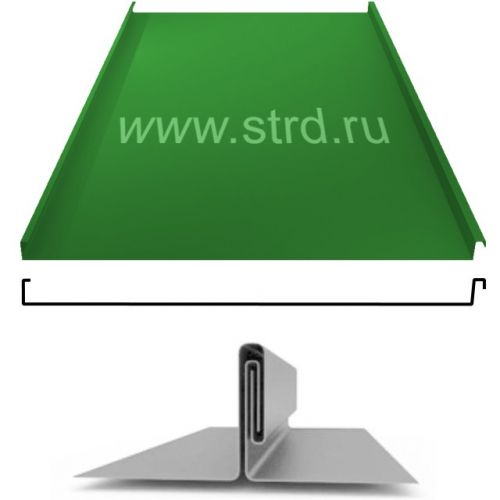 Фальцевая панель Grand Line фальц двойной стоячий 625/550мм Полиэстер 0.45мм RAL 6002 (зеленый)