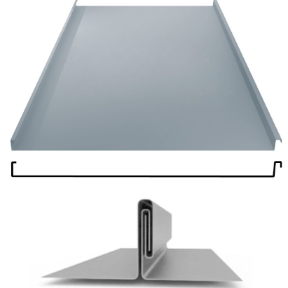 Фальцевая панель Grand Line фальц двойной стоячий 625/550мм Satin 0.5мм RAL 9006 (серый)