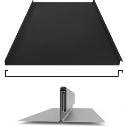 Фальцевая панель Grand Line фальц двойной стоячий 625/550мм Satin matt TX 0.5мм RAL 9005 (черный)