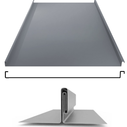 Фальцевая панель ЮджинСТрой фальц двойной стоячий 625/520мм Полиэстер матовый 0.5мм RAL 7024 (серый)