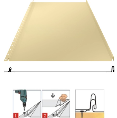 Фальцевая панель Grand Line Кликфальц Mini 340/305мм Drap TX 0.45мм RAL 1015 (бежевый)