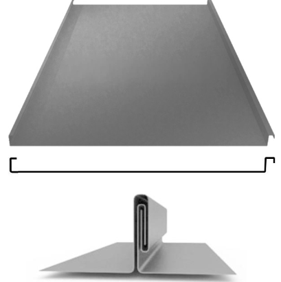 Фальцевая панель ЮджинСТрой фальц двойной стоячий 625/520мм Оцинкован 0.7мм . Zn (цинк)