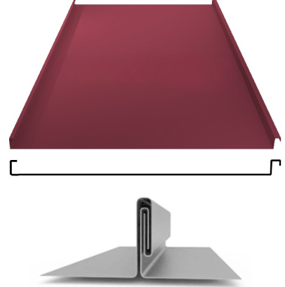 Фальцевая панель ЮджинСТрой фальц двойной стоячий 625/520мм Полиэстер 0.5мм RAL 3005 (вишневый)