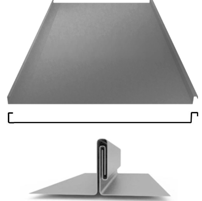 Фальцевая панель ЮджинСТрой фальц двойной стоячий 625/520мм Оцинкован 0.55мм . Zn (цинк)