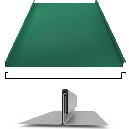 Фальцевая панель Grand Line фальц двойной стоячий 625/550мм Satin matt TX 0.5мм RAL 6005 (зеленый)