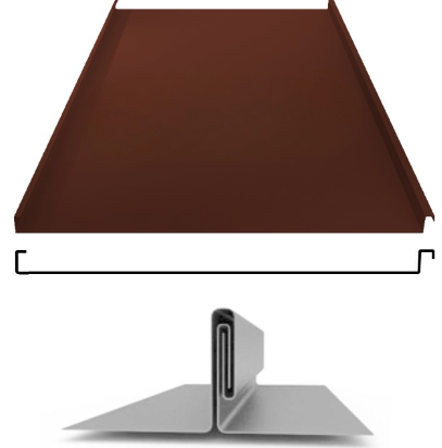 Фальцевая панель Grand Line фальц двойной стоячий 625/550мм Satin matt TX 0.5мм RAL 8017 (коричневый)