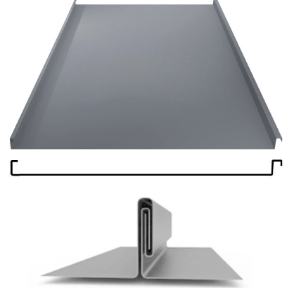 Фальцевая панель Grand Line фальц двойной стоячий 625/550мм Satin 0.5мм RAL 7024 (серый)