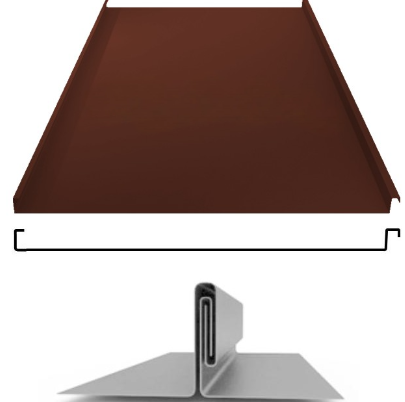 Фальцевая панель Grand Line фальц двойной стоячий 625/550мм Satin matt 0.5мм RAL 8017 (коричневый)