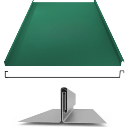 Фальцевая панель Grand Line фальц двойной стоячий 625/550мм Satin matt 0.5мм RAL 6005 (зеленый)
