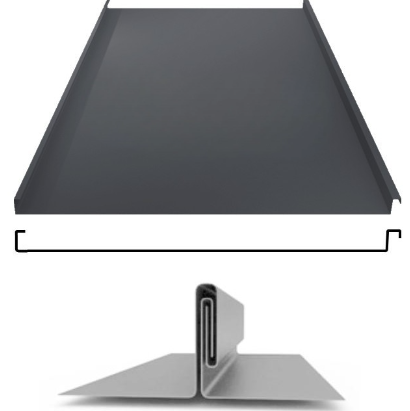 Фальцевая панель Grand Line фальц двойной стоячий 625/550мм Rooftop Бархат (Rooftop Matte) 0.5мм RAL 7016 (серый)