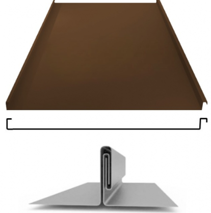 Фальцевая панель Grand Line фальц двойной стоячий 625/550мм Satin matt 0.5мм RR 32 (коричневый)