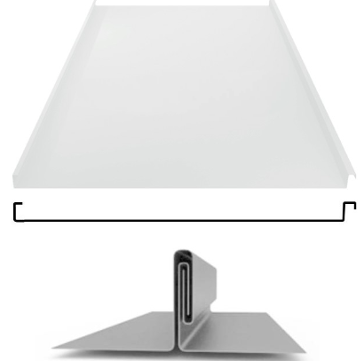 Фальцевая панель ЮджинСТрой фальц двойной стоячий 625/520мм Полиэстер 0.5мм RAL 9002 (белый)