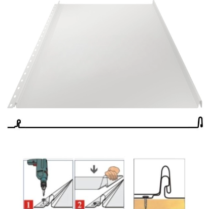 Фальцевая панель Grand Line Кликфальц 542/510мм Drap TX 0.45мм RAL 9003 (белый)