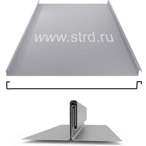 Фальцевая панель Grand Line фальц двойной стоячий 625/550мм Drap TX 0.45мм RAL 7004 (серый)